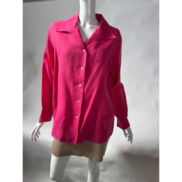 Vintage Accento By Marzotto Pink Button-Up Womens Blouse Made In Italy Long Slee - Picture 13 of 16